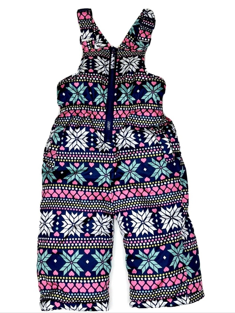 Pink Platinum Insulated One Piece Snowsuit Overalls Pink Blue Size 12 Mos